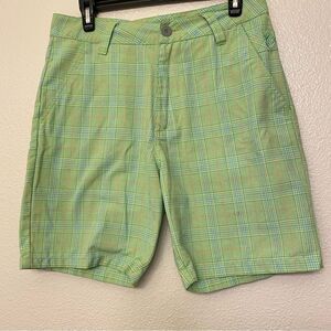 Quicksilver pastel green plaid Performance Men's Shorts Golf chinos skate y2k 29